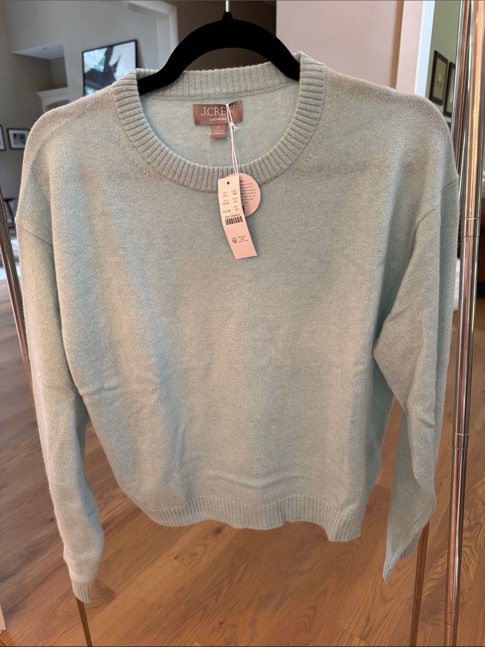 J. Crew Cashmere Crewneck Sweater in Mint Green
